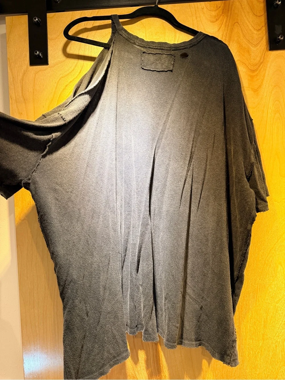 Black Distressed Crew Neck T‑Shirt